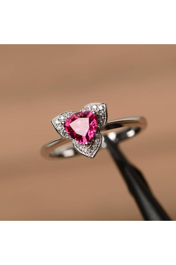 2Ct Trillion Cut Lab-Created Red Ruby Halo Women's Engagement Ring 14K White Gold Plated