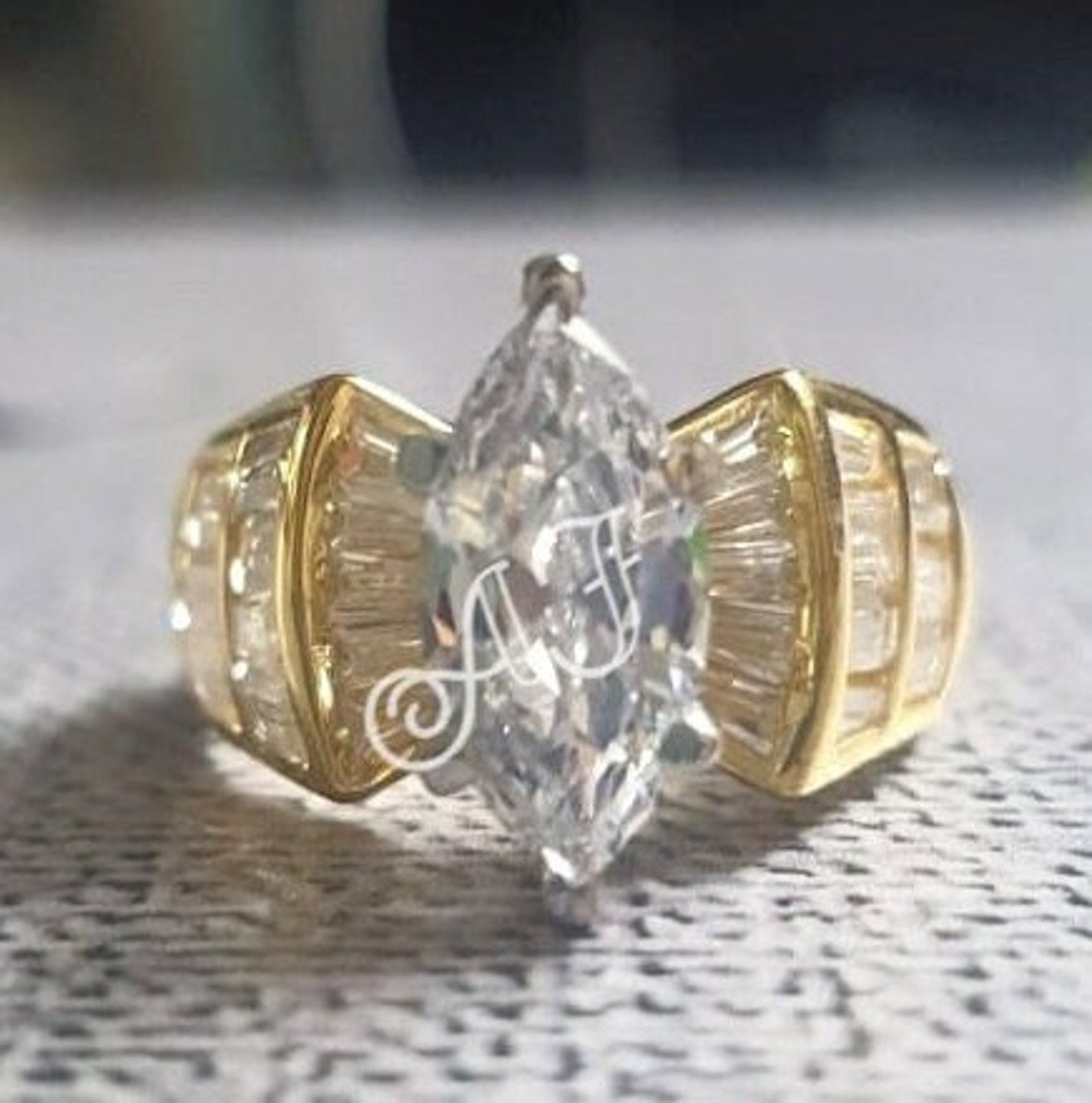 Aishvi Jewels 3Ct Marquise Brilliant Cut VVS1/D Diamond Solitaire Engagement Wedding Ring 14K Yellow Gold Finish Gift For Her ,Birthday Gift, Special Gift