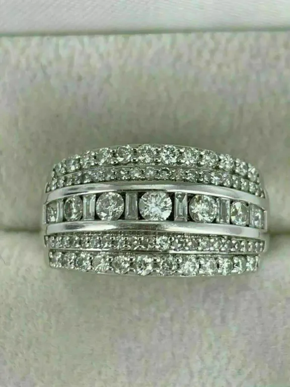 3Ct Round Cut Lab-Created Cluster Engagement Wedding Ring 14K White Gold Plated