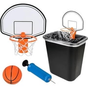 AISLE 3 ESSENTIALS Clip On Basketball Trash Can Set, Mini Hoop with Inflatable Basketball, Black
