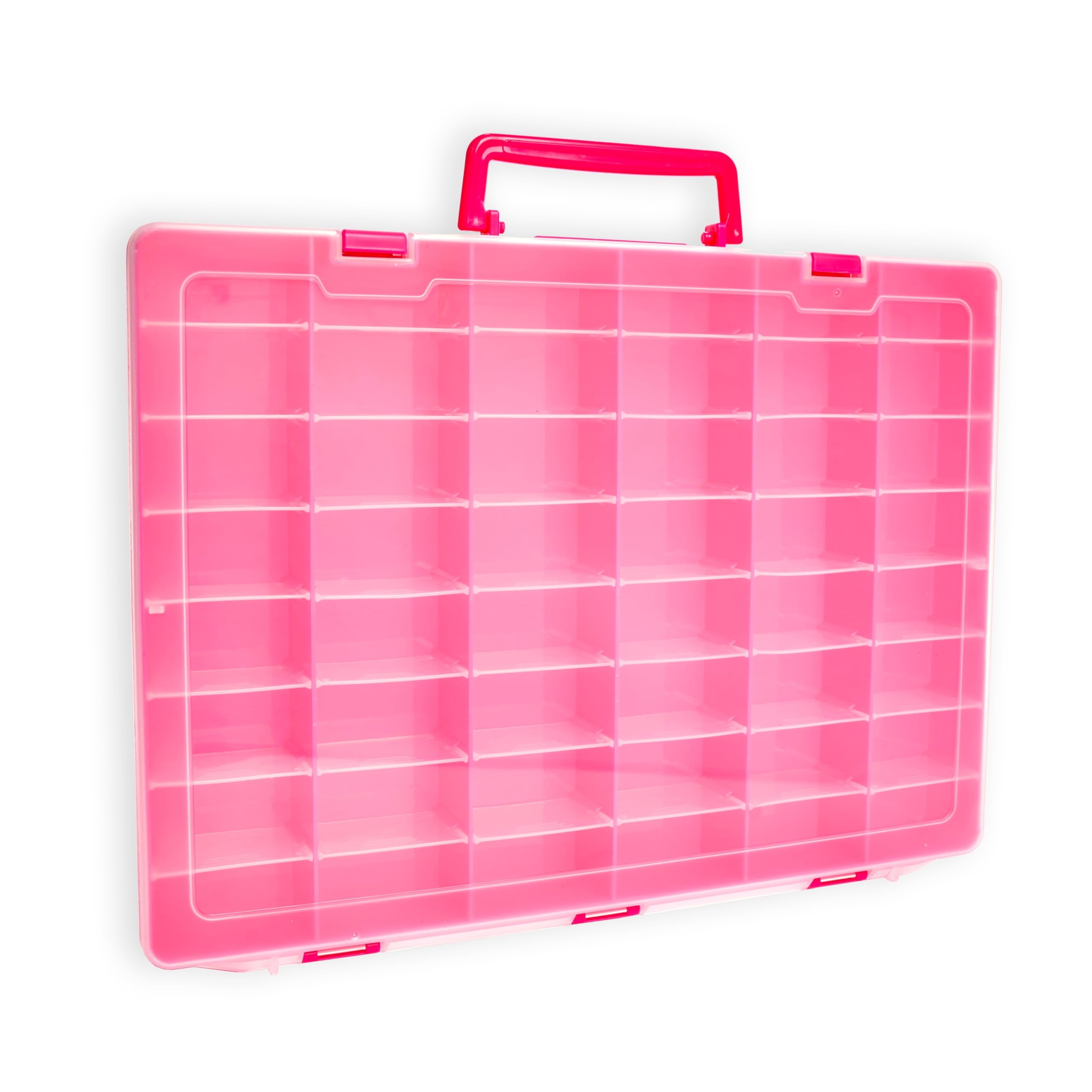 Aisle 3 Essentials Plastic Toy Storage Case for Mini Toys, Collectibles, Small Candy, Shopkins Toys, Hot Wheels Cars, LOL Dolls, Matchbox Cars, Adjustable Compartments, Adult Collectors (Pink)