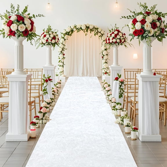 Aisle Runner for Wedding Ceremony 2x15 FT White Velvet tions with Carpet Tape Outdoor Beach tive Runners Rug Birthday Banquet