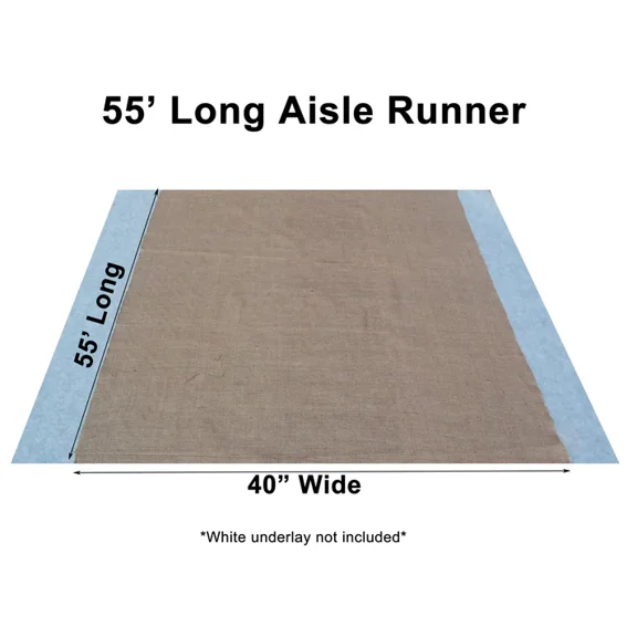 Burlap Fabric Burlap Aisle Runner - 40 Inch Wide x 55 Feet Natural 10oz for Weddings