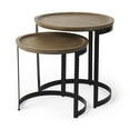 thumbnail image 1 of Aisley 19.3L x 19.3W x 19H Brown Wood W/ Black Metal Nesting Side Tables, 1 of 7