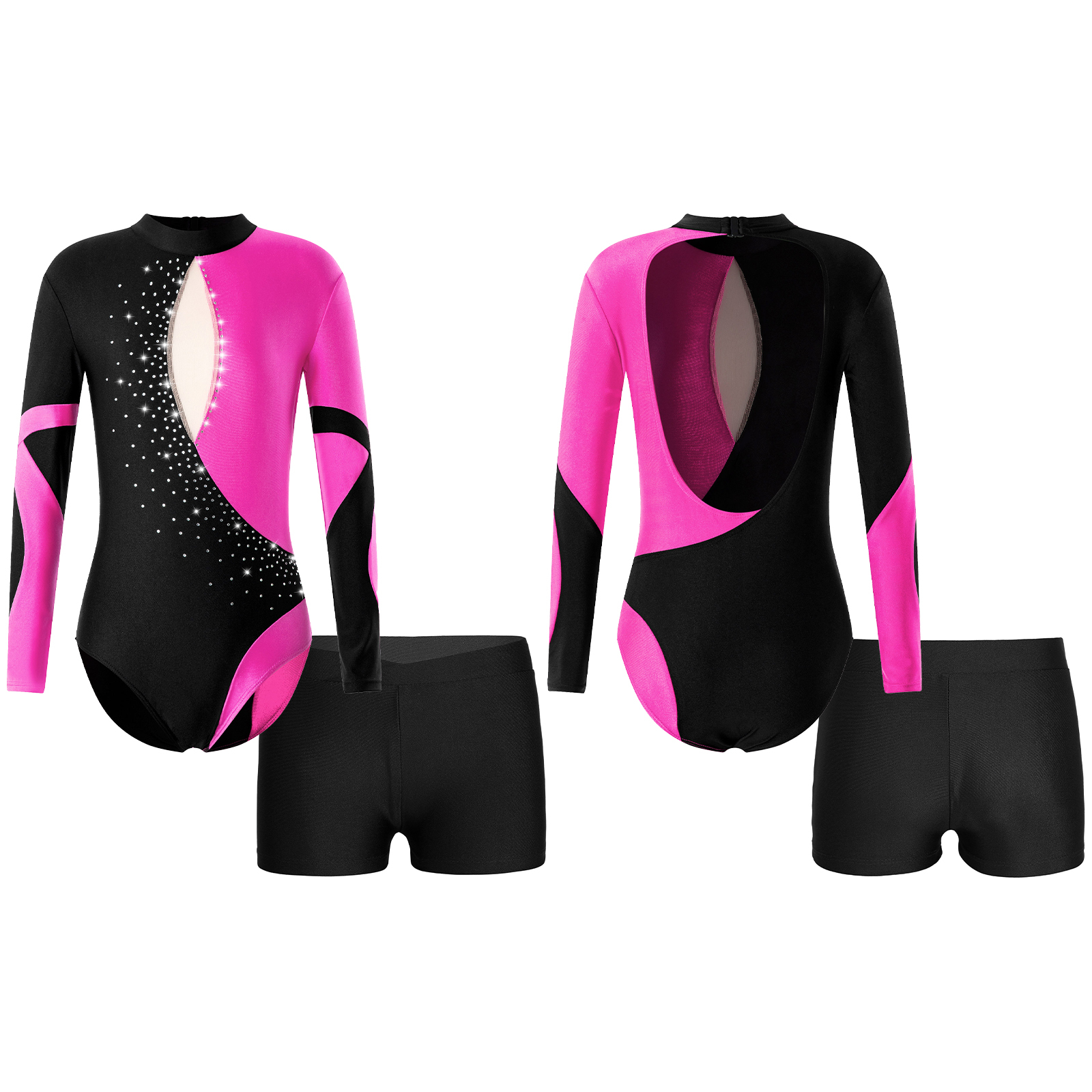 Plastic Unitards Aislor 2Pcs Kids Girls Long Sleeve Unitards Ballet Dance Gymnastic ...