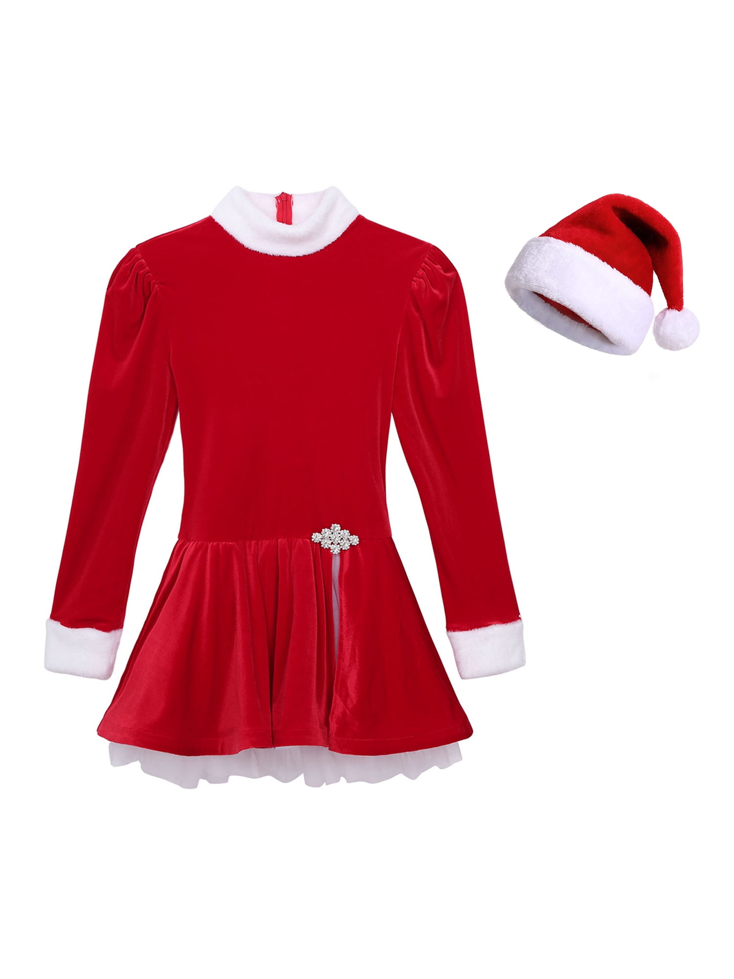 Aislor 2Pcs Womens Christmas Mrs Santa Costume Figure Ice Skating Dance — free download