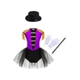 thumbnail image 1 of Aislor 4Pcs Girls Magician Drummer Costume Kids Carnival Party Tutu Dress Leotard Performance Suits Purple 14, 1 of 7