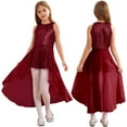 thumbnail image 1 of Aislor Big Girls Sequins Romper Formal Dress Birthday Evening Chiffon Ball Gown 6-16 Burgundy 14, 1 of 7
