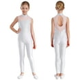 thumbnail image 1 of Aislor Big Kids Girls Full Length Sleeveless Bodysuit Gymnastics Ballet Leotard Unitard Jumpsuit White 10, 1 of 7
