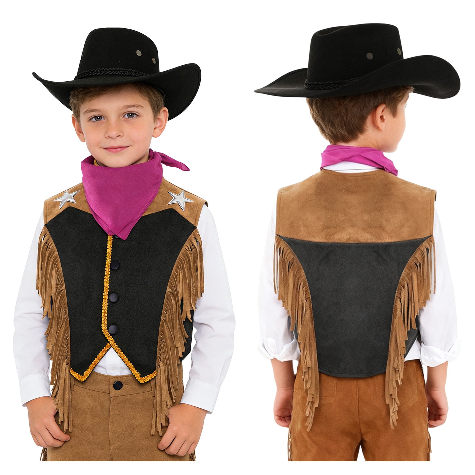 Aislor Boys 3 Pieces Western Cowgirl Outfit Waistcoat Fringed Vest ...