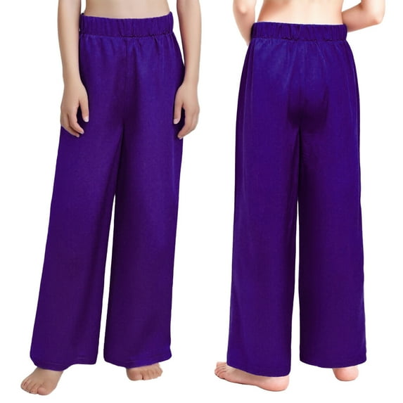 Aislor Boys Celebration of Spirit Palazzo Pants Liturgical Worship Praise Dance Satin Wide Leg Trousers Purple 10