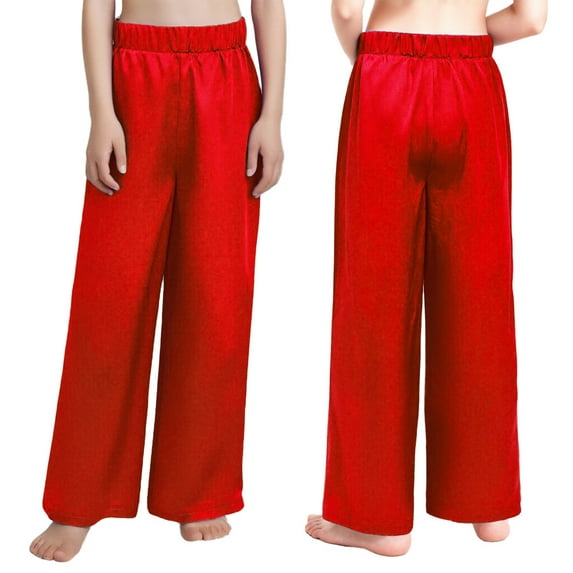 Aislor Boys Celebration of Spirit Palazzo Pants Liturgical Worship Praise Dance Satin Wide Leg Trousers Red 16