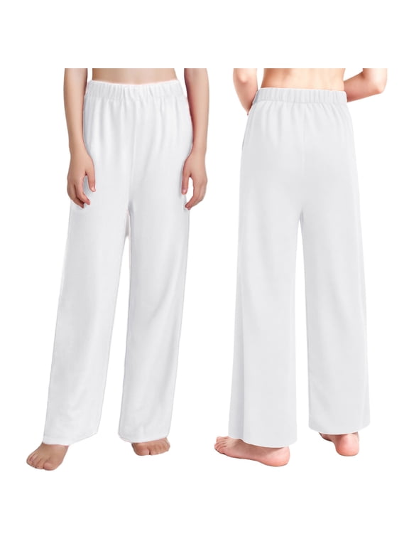 Girls Boys Christian Liturgical Praise Dance Pants Celebration of Spirit Wide Leg Trousers Dancewear White 8
