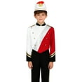 thumbnail image 1 of Aislor Boys Parade Jacket Royal Guard Long Sleeve Marching Band Outfits with Drummer Hat Red White 8, 1 of 7