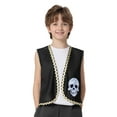 thumbnail image 1 of Aislor Boys Pirate Vest Skeleton Print Open Front Waistcoat With Gold Trim For Party Black 12, 1 of 7