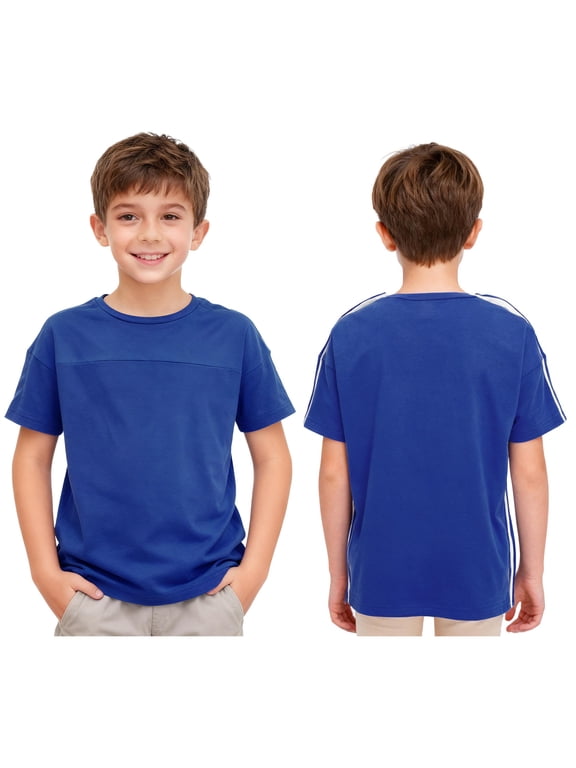 Boys Post Shoulder Surgery Shirts Recovery Tear Away Short Sleeve Full Open Side Adaptive Clothing Blue 8