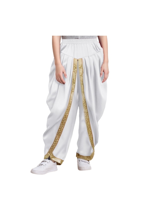 Boys Satin Pants Hippie Dance Harem Trousers for Halloween Carnival Party Balls White 16
