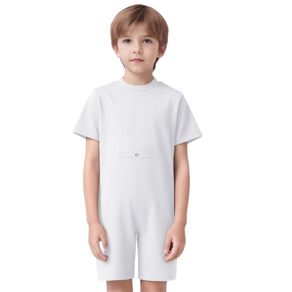 Aislor Boys Special Needs Adaptive Clothing Cotton Long Sleeve Anti-strip Romper Long Leg Zip Back Jumpsuit White 4