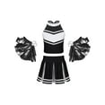 thumbnail image 1 of Aislor Cheer Leader Costumes for Girls Sleeveless Cheerleading Uniform Dress Outfit with Stockings 2 Pom Poms Black 12, 1 of 7