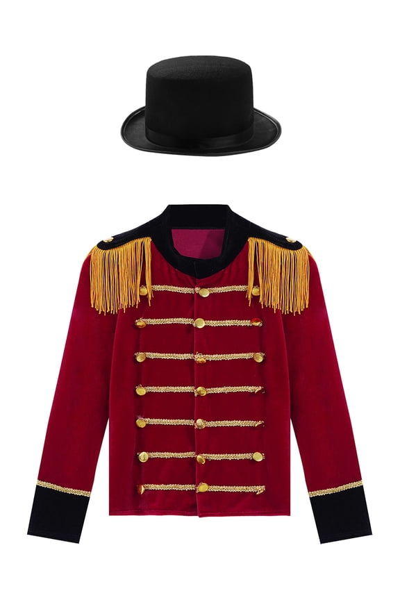 Drum Major Outfits for Girls Boys School Marching Band Uniform Jacket Red 8