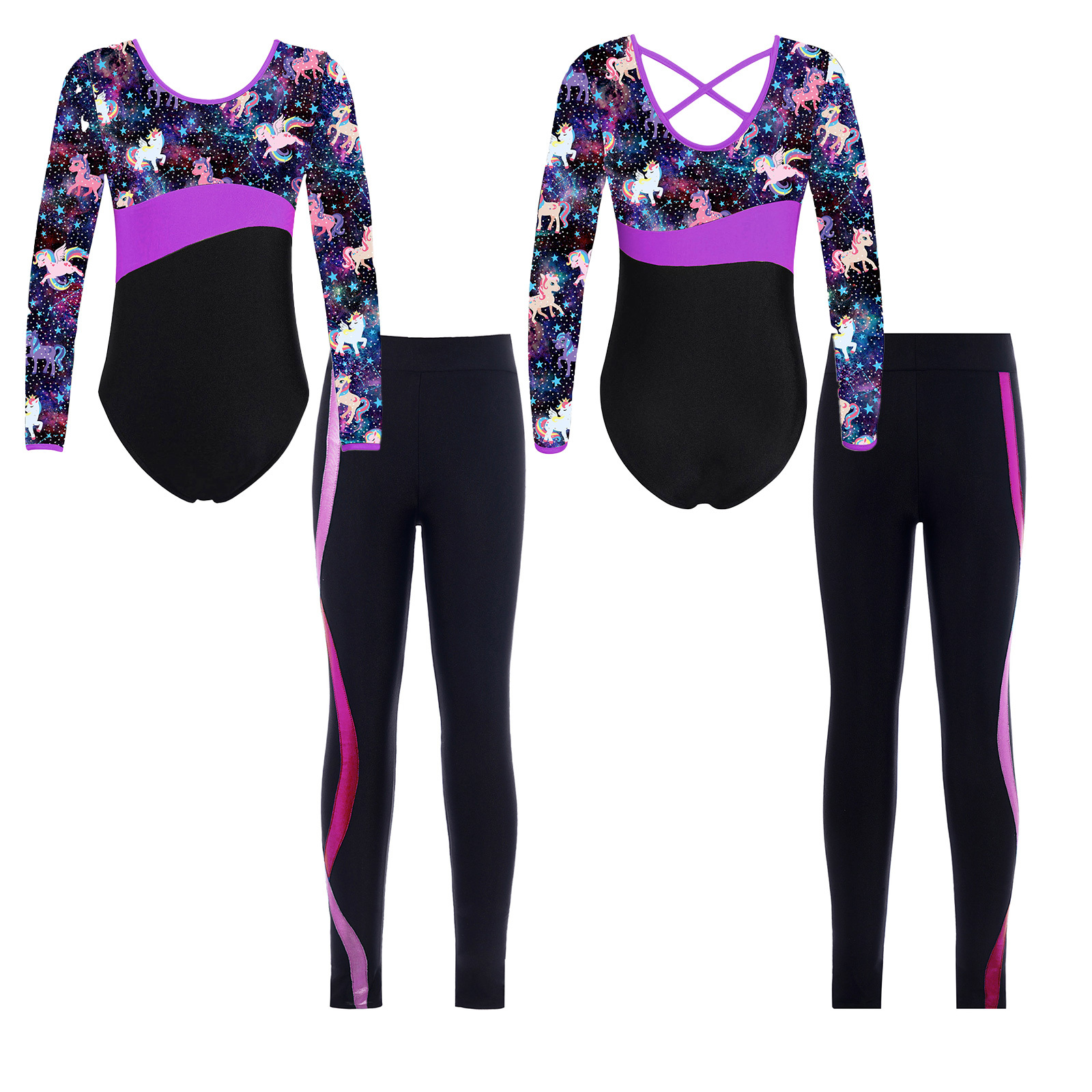 Aislor Girls 2Pcs Gymnastics Outfit Junior Ballet Dance Leotard ...