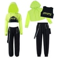 thumbnail image 1 of Aislor Girls 3 Pieces Tracksuit Hip Hop Dance Modern Jazz Team Performance Costume Hoodie Tank Top Jogger Pants Set, 1 of 7
