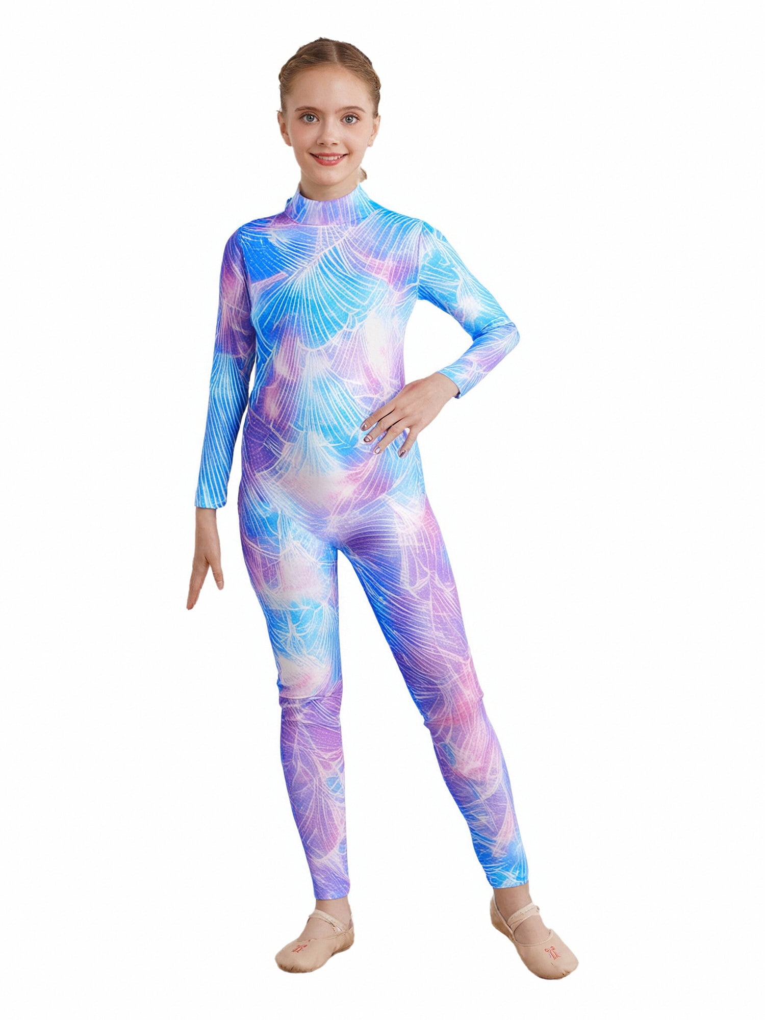 Aislor Girls Back Zipper Mermaid Bodysuit Full Body Gymnastics Unitard ...