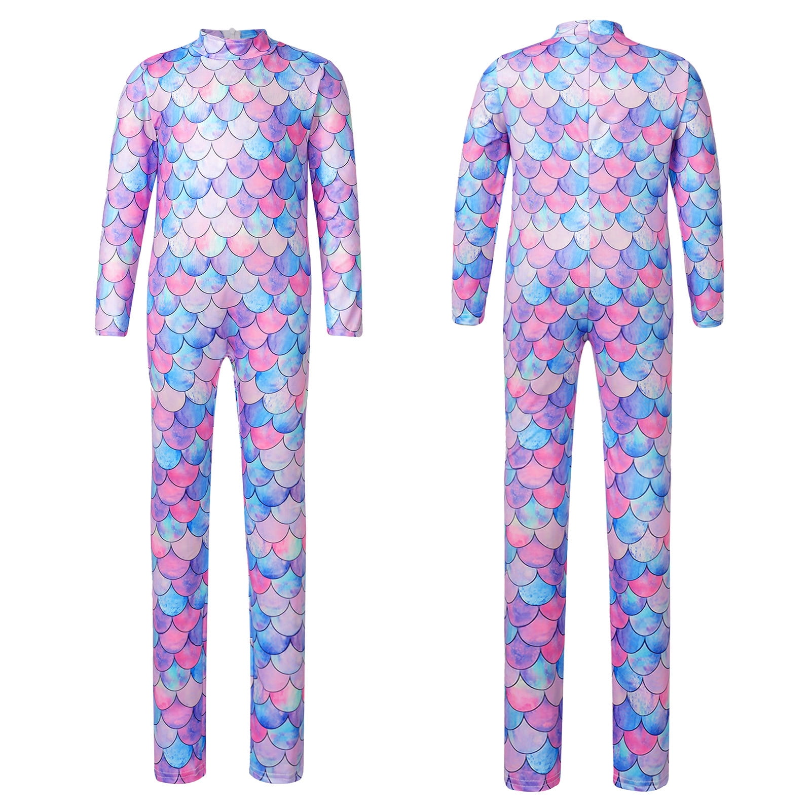 Aislor Girls Back Zipper Mermaid Bodysuit Full Body Gymnastics Unitard ...