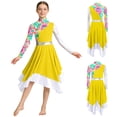 thumbnail image 1 of Aislor Girls Camouflage Print Color Block Liturgical Praise Dance Dress Long Sleeve Worship Lyrical Dancewear Yellow 10, 1 of 7
