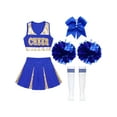 thumbnail image 1 of Aislor Girls Cheer Leader Uniform Cheerleading Outfit Crop Top Pleated Skirt Set Halloween Costume A Blue 10, 1 of 7