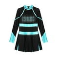 thumbnail image 1 of Aislor Girls Cheer leader Cheerleading Shiny Pleated Dress Cheer Uniform Dress Up Black&Blue Green 14, 1 of 7