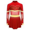 thumbnail image 1 of Aislor Girls Cheerleading Uniform Long Sleeve Dance Leotards Dress Cheer Leader Performance Costume Red 14, 1 of 7
