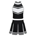 thumbnail image 1 of Aislor Girls Cheerleading Uniform Stage Suit Sleeveless Crop Top with Pleated Skirt Set Costume Black 8, 1 of 7