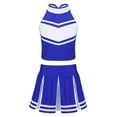 thumbnail image 1 of Aislor Girls Cheerleading Uniform Stage Suit Sleeveless Crop Top with Pleated Skirt Set Costume Blue&White 8, 1 of 7