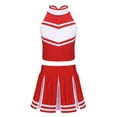 thumbnail image 1 of Aislor Girls Cheerleading Uniform Stage Suit Sleeveless Crop Top with Pleated Skirt Set Costume Red&White 6, 1 of 7