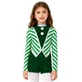 thumbnail image 1 of Aislor Girls Christmas Dance Leotard Striped Sequins Shorts Jumpsuits Santa Elf Clothings Green 8, 1 of 7