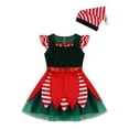 thumbnail image 1 of Aislor Girls Christmas Elf Santa Helper Dress Outfit Dance Party Performance Green 4, 1 of 7