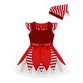 thumbnail image 1 of Aislor Girls Christmas Elf Santa Helper Dress Outfit Dance Party Performance Red 14, 1 of 7