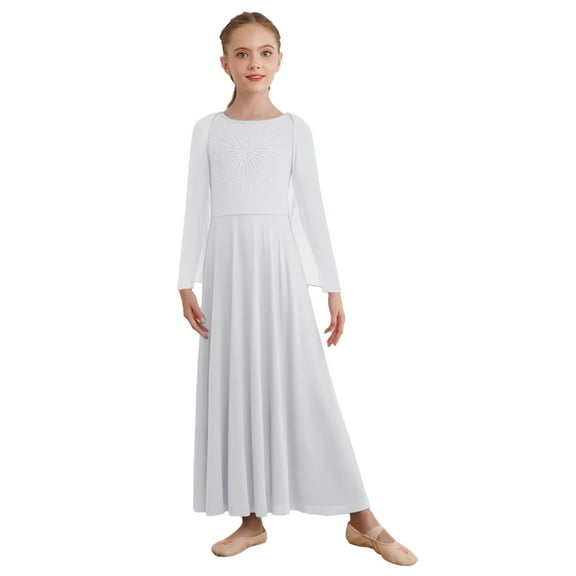 Aislor Girls Dance Drapey Tunic Tank Pullover Celebration of Spirit Capes Dancewear Chiffon Shawls Shrugs White 6