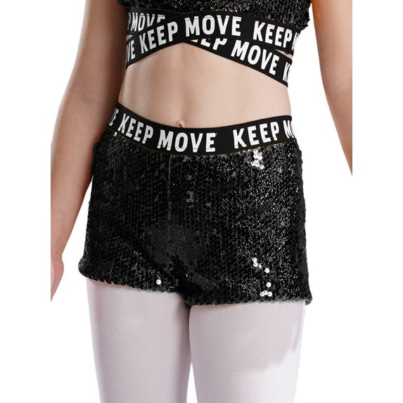Aislor Girls Dance Shorts Girls Sparkle Ballet Gymnastics Athletic Bottoms Dancewear Black 10