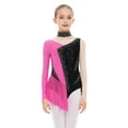 thumbnail image 1 of Aislor Girls Figure Ice Skating Leotard Dress Long Sleeve Shiny Rhinestone Mesh Spliced Gymnastics Ballet Light Hot Pink 12, 1 of 7