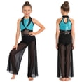 thumbnail image 1 of Aislor Girls Gymnastics Jumpsuit Dance Competition Outfit for Figure Skating Cha-cha Sporty Wear Jazz Clothing Light Blue 10, 1 of 7