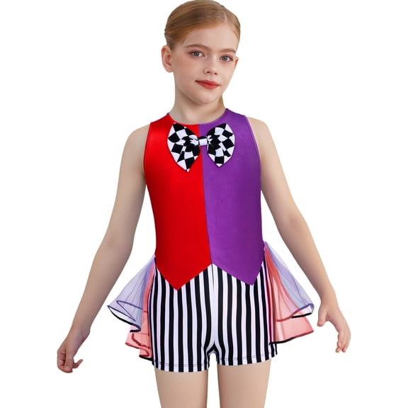 Aislor Girls Halloween Party Magic Shows Festivals Birthday Checkerboard Leotard Red 16