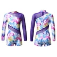 thumbnail image 1 of Aislor Girls Kids Mesh Splice One Piece Gymnastics Jumpsuit Hippop Dance Stage Leotard 6-16 Floral 8, 1 of 7