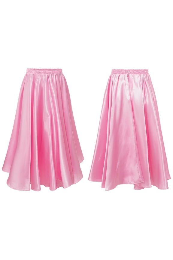 Girls Long Full Circle Dance Gypsy Latin Spanish Flamenco Skirt Ballroom Belly Dance Performance Pink 11-12