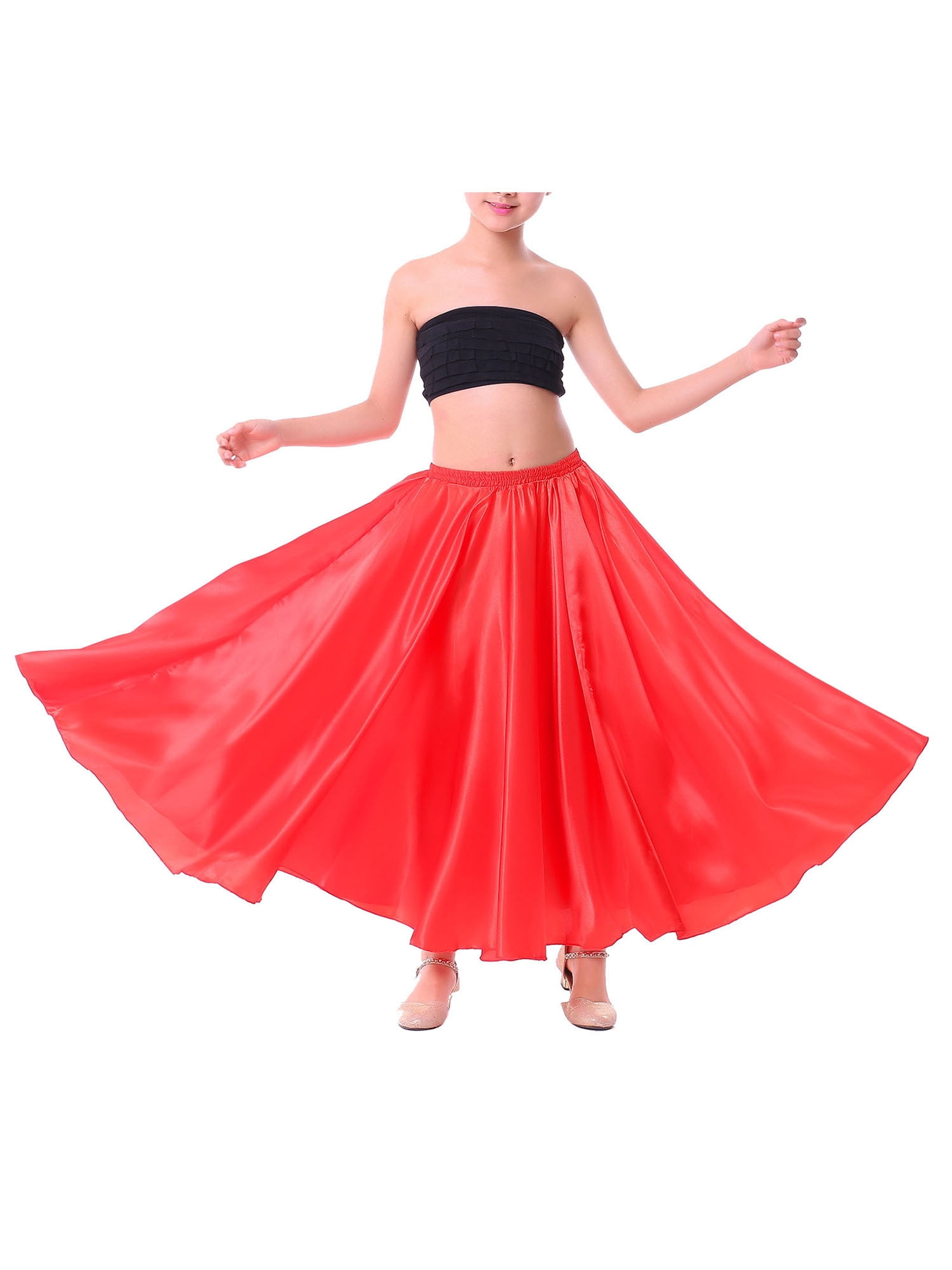 Aislor Girls Long Full Circle Dance Skirt Gypsy Latin Spanish Flamenco
