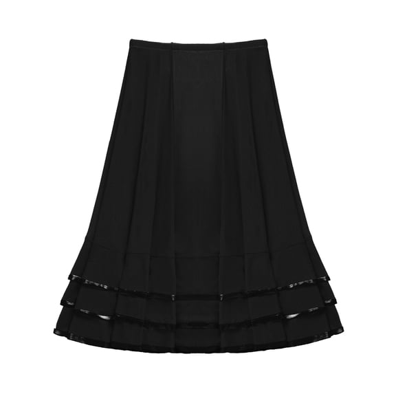 Aislor Girls Long Full Circle Dance Skirt Praise Dance Dress Liturgical Worship Costume 6-14 Black 6