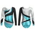thumbnail image 1 of Aislor Girls Long Sleeve Shiny Ballet Dance Leotard Gymnastics Athletic Bodysuit Jumpsuit Dancewear A Blue 6, 1 of 7