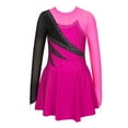 thumbnail image 1 of Aislor Girls Mesh Long Sleeve Figure Ice Skating Dress Rhinestone Roller Skating Dance Performance Costume, 1 of 7