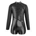 thumbnail image 1 of Aislor Girls Mesh Splice Sequins Metallic Long Sleeves Gymnastics Sports Ballet Leotards Dancewear Black 12, 1 of 7